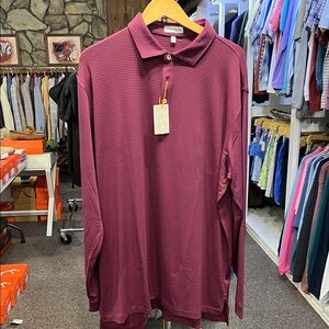 Peter Millar Maroon Striped Polo Shirt